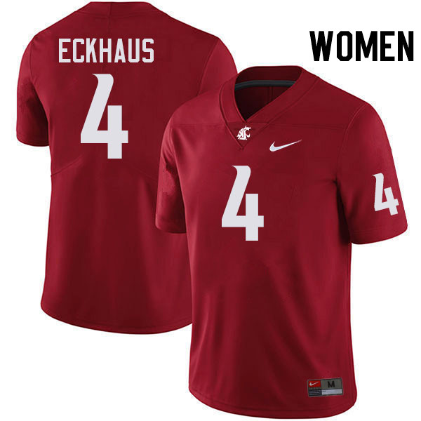 Women #4 Zevi Eckhaus Washington State Cougars College Football Jerseys Stitched-Crimson